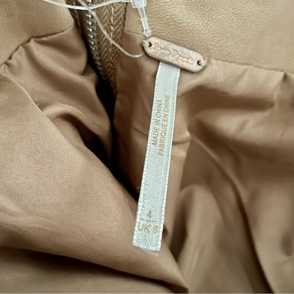 Free People Modern Femme Camel Tan Suede Leather Mini Skirt. - Picture 11 of 11